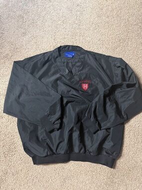Harvard Black Pullover Windbreaker Jacket
